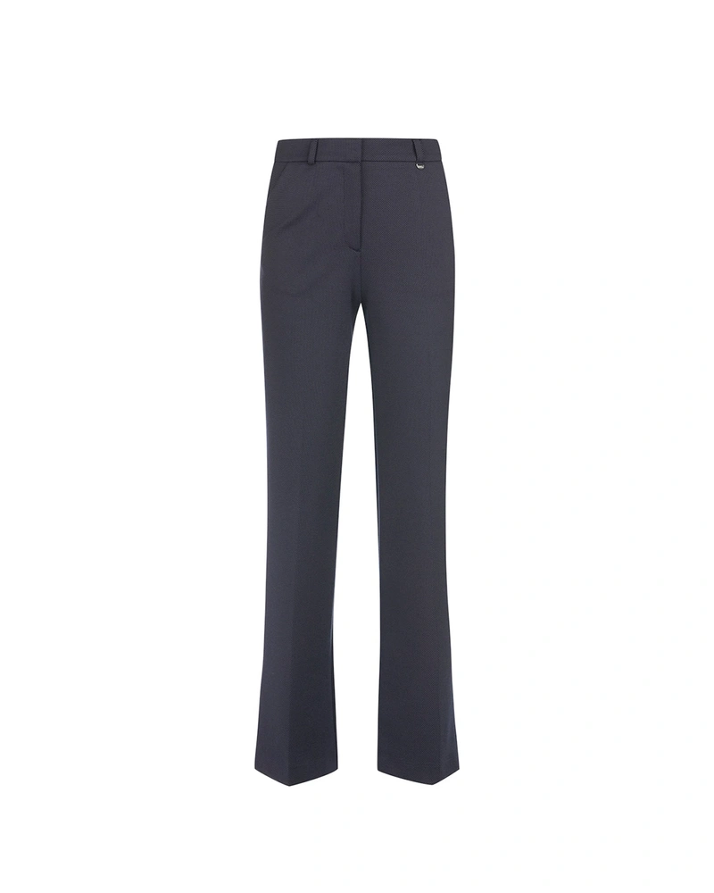 Elegantne ženske teget pantalone ravnog kroja sa ispeglanim prevojima | Pantalone