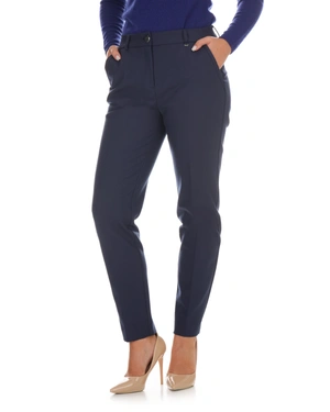 Elegant navy blue women's trousers made from recycled fabric | Trousers - 1
