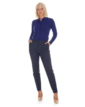 Elegant navy blue women's trousers made from recycled fabric | Trousers - 2