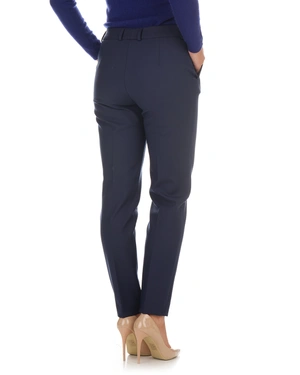 Elegant navy blue women's trousers made from recycled fabric | Trousers - 3