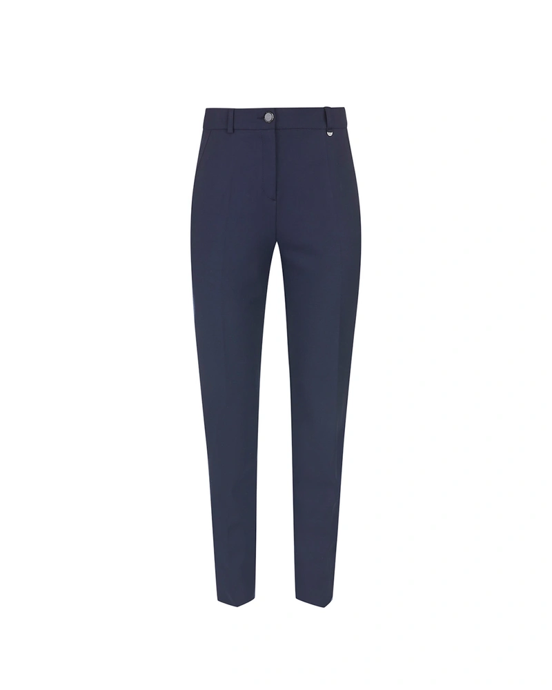 Elegant navy blue women's trousers made from recycled fabric | Trousers