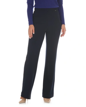 Elegant navy blue women's wide-leg trousers | Trousers - 1