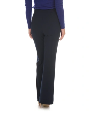 Elegant navy blue women's wide-leg trousers | Trousers - 2