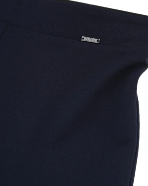 Elegant navy blue women's wide-leg trousers | Trousers - 4