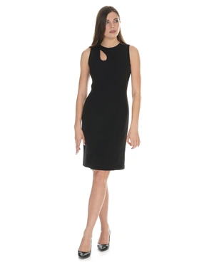 Elegant sleeveless black dress with a decorative neckline | Dresses - 2