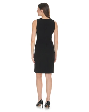Elegant sleeveless black dress with a decorative neckline | Dresses - 3