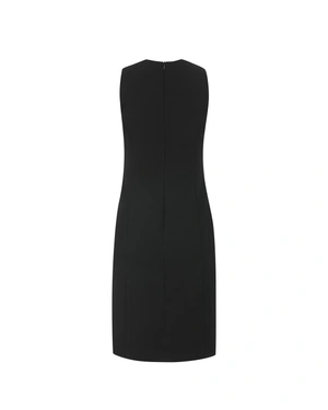 Elegant sleeveless black dress with a decorative neckline | Dresses - 4