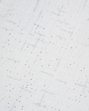 Elegant straight above-the-knee skirt in white cotton tweed with fine sequins | Skirts and Shorts - 4