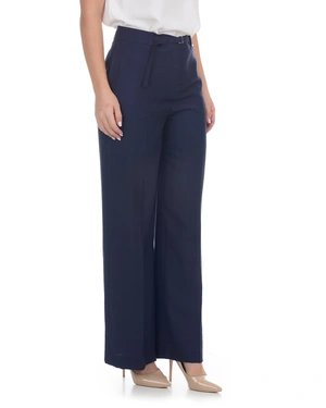 Elegantne pantalone ravnog kroja sa naborima u mastilasto plavoj boji | Pantalone i Helanke - 1