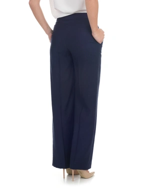 Elegantne pantalone ravnog kroja sa naborima u mastilasto plavoj boji | Pantalone i Helanke - 2
