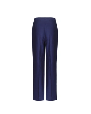 Elegantne pantalone ravnog kroja sa naborima u mastilasto plavoj boji | Pantalone i Helanke - 3