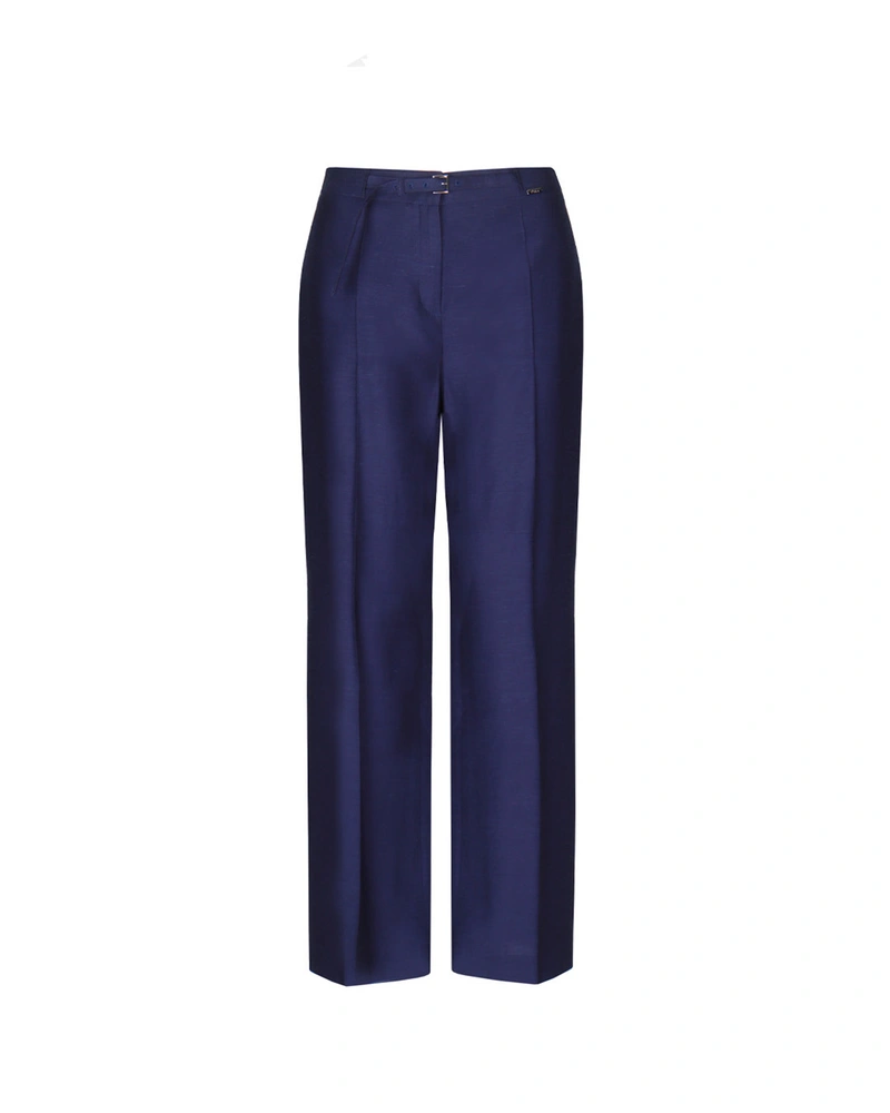 Elegant straight-leg creased trousers in ink blue | Trousers