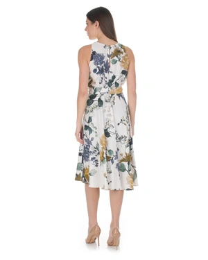 Елегантна лятна рокля с флорален принт и текстилен колан | НОВО - 13