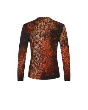 Elegant viscose blouse with earthy-toned print | | Dika.ge - 1 Elegant viscose blouse with earthy-toned print | - 1