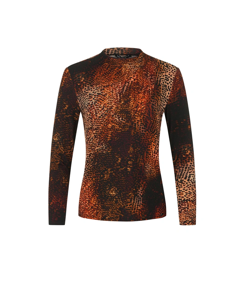 Elegant viscose blouse with earthy-toned print | All products