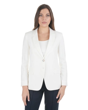 Elegant white linen and viscose blazer jacket | Jackets and Blazers - 1