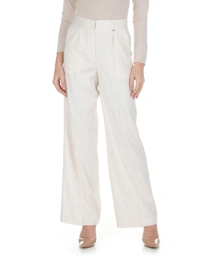 Elegant wide-leg trousers with satin finish | Trousers - 1