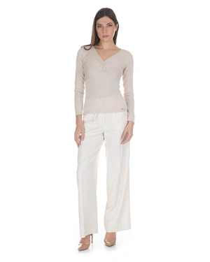 Elegant wide-leg trousers with satin finish | Trousers - 3