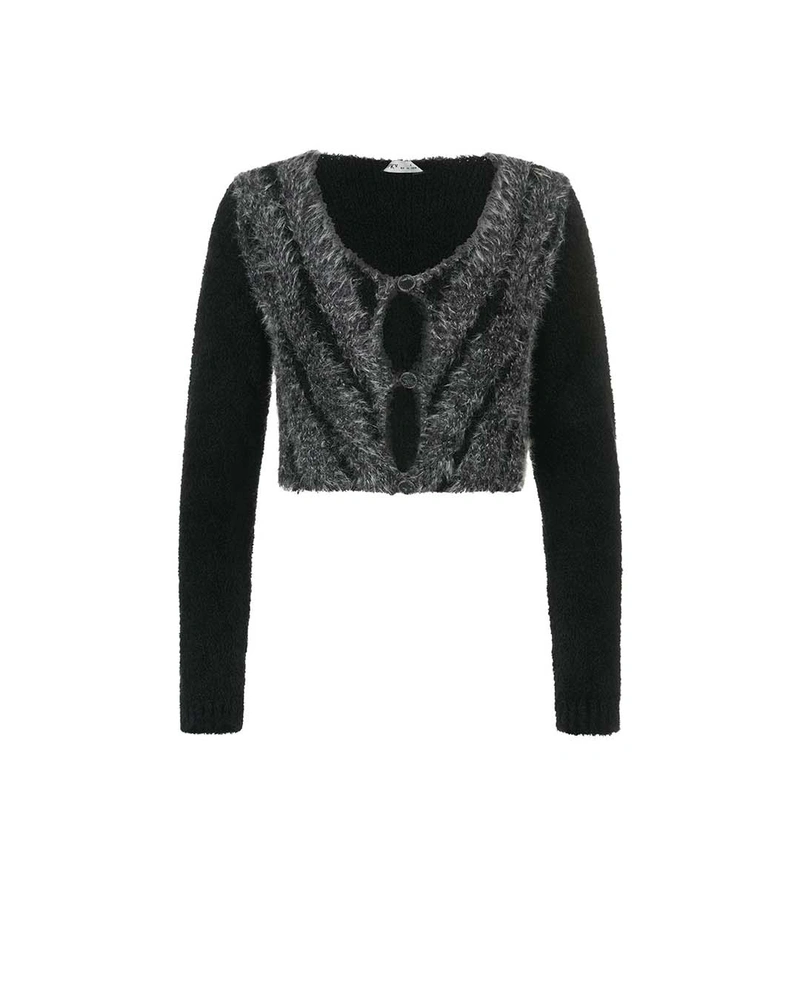Elegant women’s cardigan with fluffy details and buttons | Knitwear