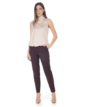 Elegant women's blouse with a draped neckline in a champagne shade | Blouses - 4