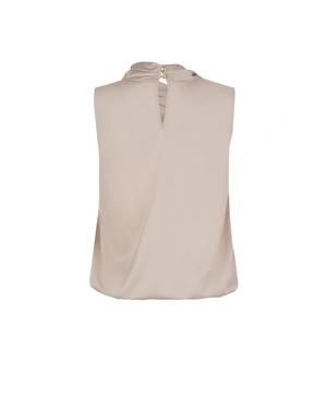 Elegant women's blouse with a draped neckline in a champagne shade | Blouses - 5