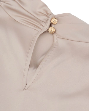 Elegant women's blouse with a draped neckline in a champagne shade | Blouses - 6