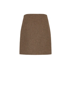 Elegant wool skirt with A-line silhouette in beige-brown | Skirts - 1