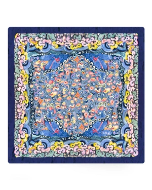 Ethereal neck scarf with art motifs in deep blue | Scarfs | Dika.com - 1 Ethereal neck scarf with art motifs in deep blue | Scarfs - 1