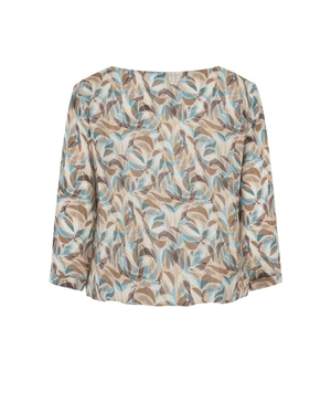 Ethereal viscose blouse with abstract print in beige and light turquoise | Blouses - 4