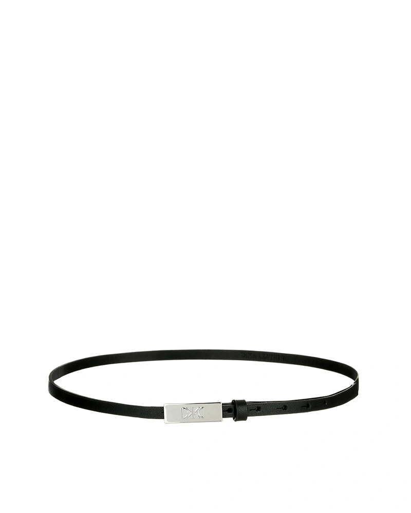 Fine black dress belt, with silver buckle | Belts