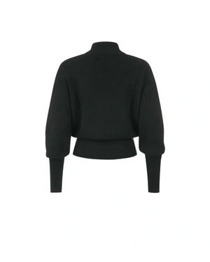 Fine black sweater with neckline cut-out | Knitwear - 1