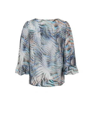 Fine chiffon blouse with stylized pastel print | All products | Outlet DiKa - 1 Fine chiffon blouse with stylized pastel print | All products - 1