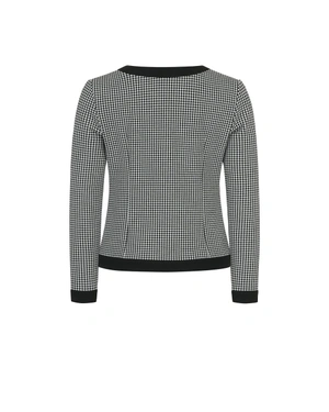 Fine houndstooth cardigan with zipper | Knitwear - 1