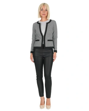Fine houndstooth cardigan with zipper | Knitwear - 5