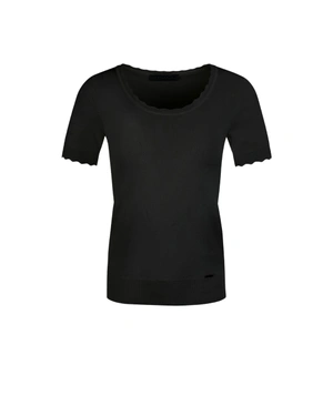 Fine knit top in viscose and cotton in black | Casual - 6