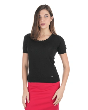 Fine knit top in viscose and cotton in black | Casual - 7