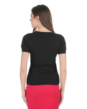 Fine knit top in viscose and cotton in black | Casual - 8