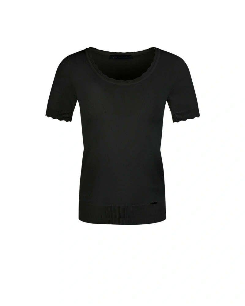 Fine knit top in viscose and cotton in black | Pullovers