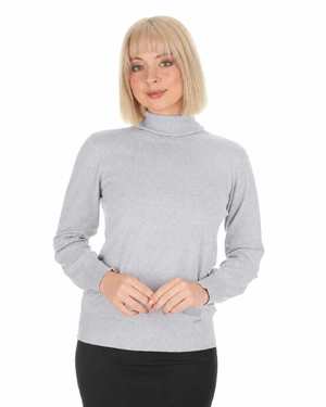 Fine white seamless turtleneck with long sleeves | Pullovers - 1