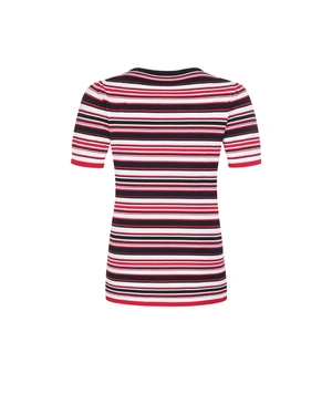 Fino prugasti pleteni top sa kratkim rukavima | Pure cotton and linen collection - 4
