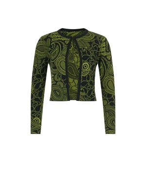 Fitted jacquard crop cardigan in black and green | Knitwear | Dika.rs Fitted jacquard crop cardigan in black and green | Knitwear