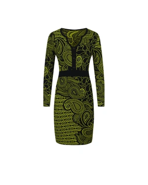 Fitted jacquard dress in black and green | Dresses - 6