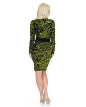 Fitted jacquard dress in black and green | Dresses - 10
