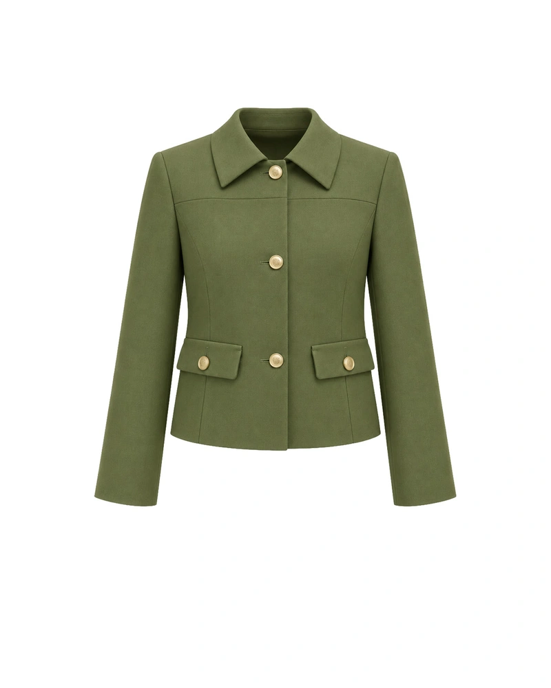 Veste ajustée vert olive avec poches décoratives | Vestes et Blazers