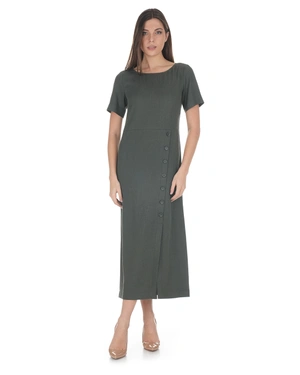 Rochie verde măsliniu, croită, cu crăpătură | Rochii - 2