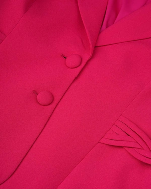 Fitted single-breasted blazer in fuchsia, with lapels and waist detail | Jackets and Blazers - 2