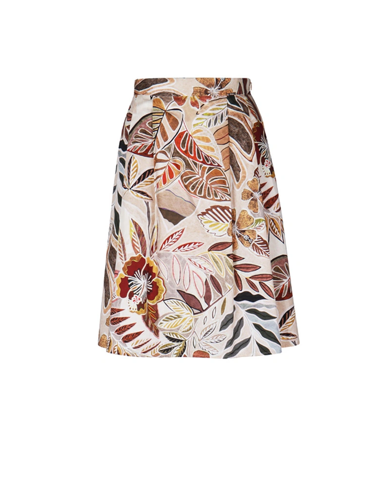 Flared cotton skirt with a floral print and midi length | Skirts and Shorts