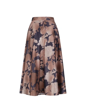 Flared satin skirt with a floral print | Casual - 3