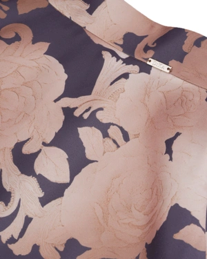 Flared satin skirt with a floral print | Casual - 4