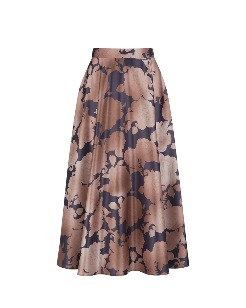 Flared satin skirt with a floral print | Casual